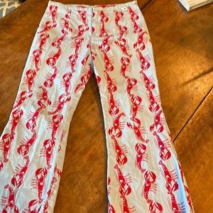 Red & blue lobster flare pants